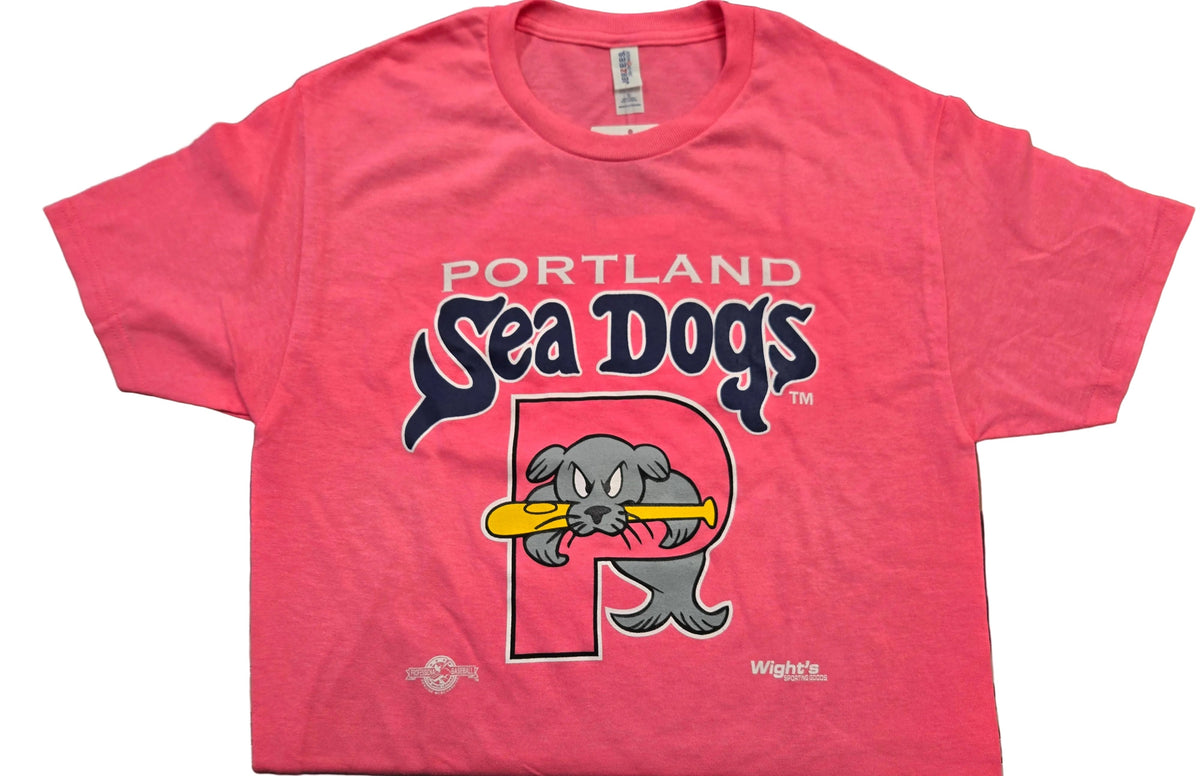 Sea Dogs Logo Short Sleeve Tee - Neon Pink-Adult – Portland Sea Dogs