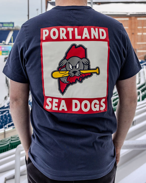 Portland Sea Dogs Atlas Blue Knock Back Franklin T-Shirt