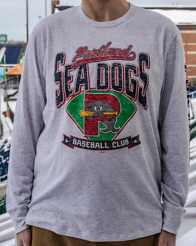 Portland Sea Dogs 47 Brand Grey Fair Ball Franklin Long Sleeve T-Shirt