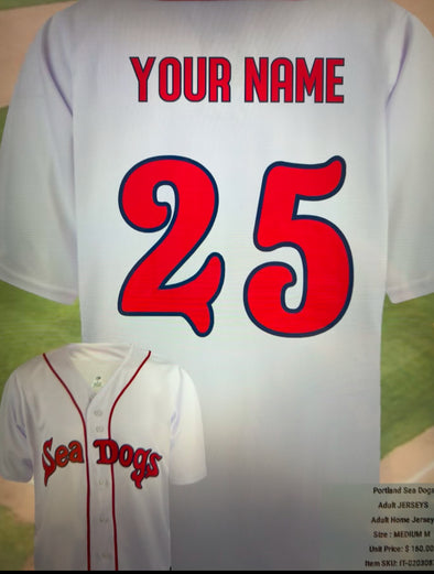 Portland Sea Dogs Custom Home White Replica Jersey