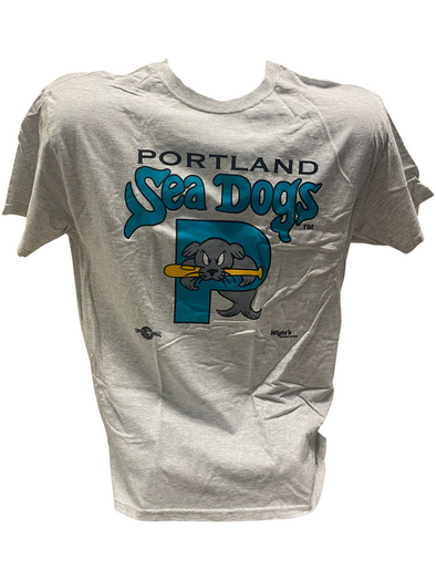 Sea Dogs Logo Short Sleeve Tee - Ash with Retro Teal Logo