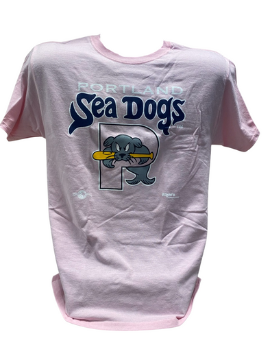 Sea Dogs Logo Short Sleeve Tee- Pink-Adult